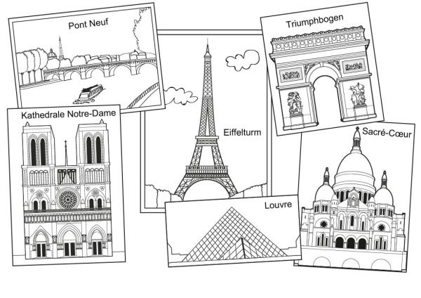 Достопримечательности Парижа раскраска