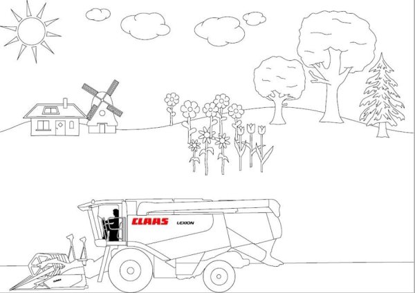 Раскраска комбайн CLAAS