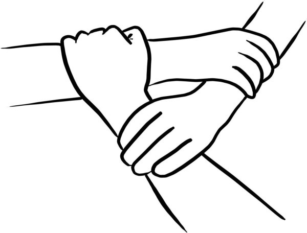 Рукопожатие трех рук