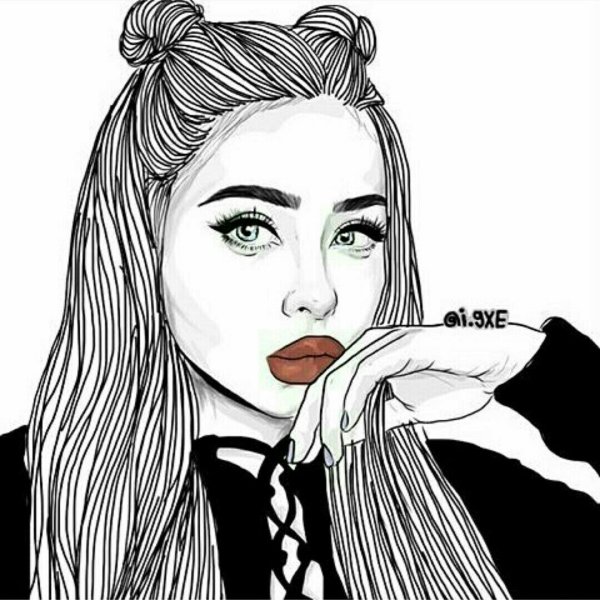 Черно белые рисунки девушек