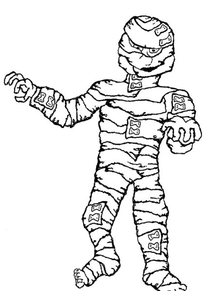 Разукрашки Хэллоуин Мумия