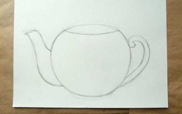 Поэтапное рисование чайника и чашки