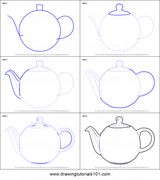 Чайник вид спереди карандаш