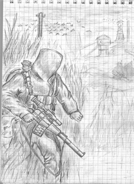 Сталкер рисунки карандашом