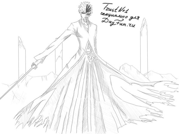 Нарисовать Ичиго Куросаки поэтапно