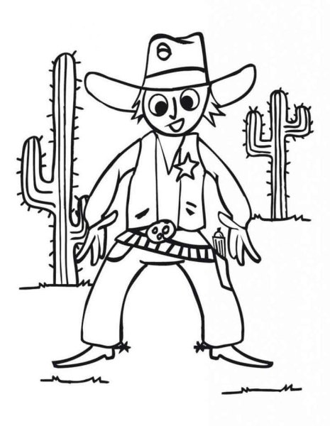 Ковбой раскраска