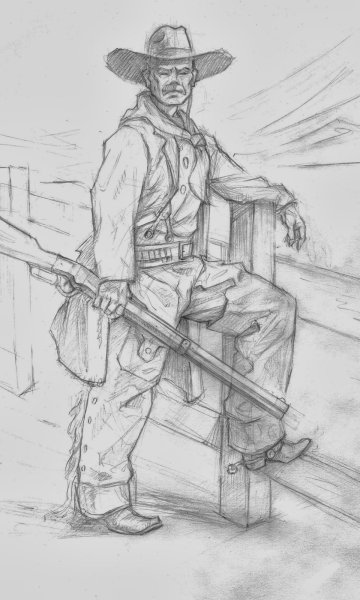 Ковбой рисунок карандашом
