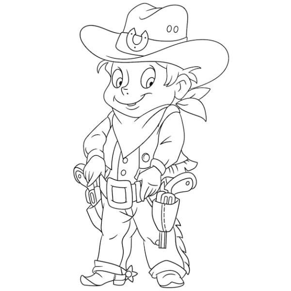 Раскраска ковбой на лошади