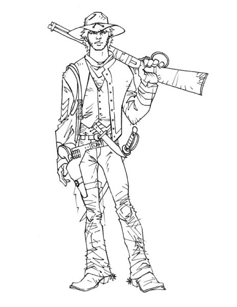 Ковбой раскраска