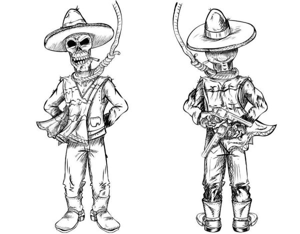 Раскраска ковбой на лошади