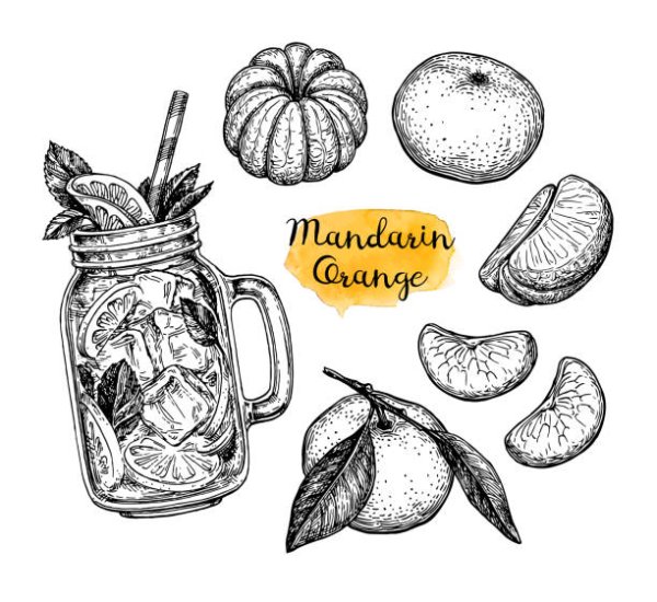 Апельсин карандашом