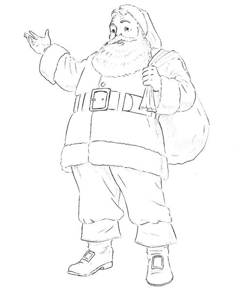 Санта Клаус рисунок легкий