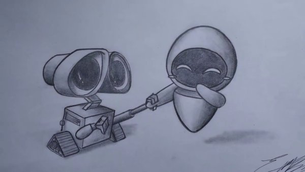 Валли и ева карандашом