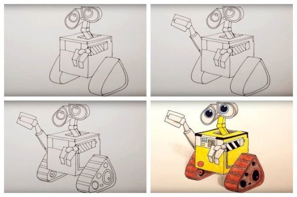 Поэтапное рисование робота
