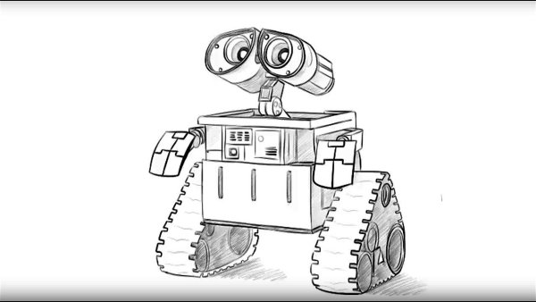 Робот Валли карандашом