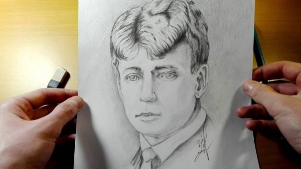 Сергей Есенин портрет контуром