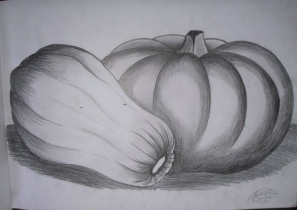 Натюрморт с овощами карандашом