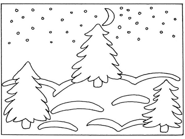 Рисунки зимы для срисовки