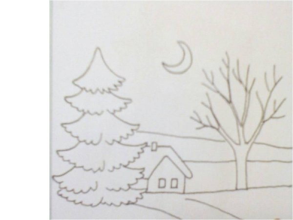 Зимний лес рисование карандашами