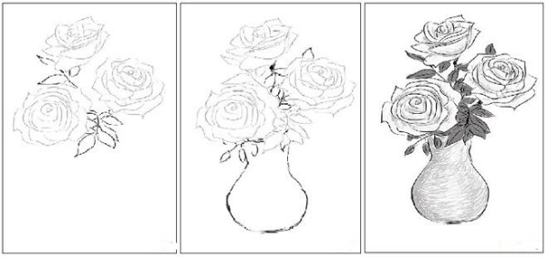 Рисование тюльпаны в вазе