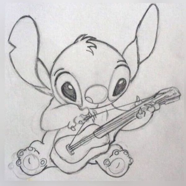 Стич рисунок карандашом для срисовки