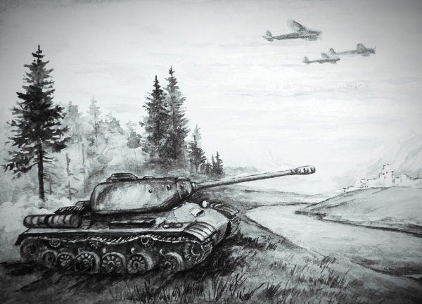 Рисунок на тему танковое сражение