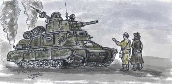 Танк т 34 гуашью