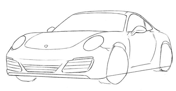Порше 911 карандашом