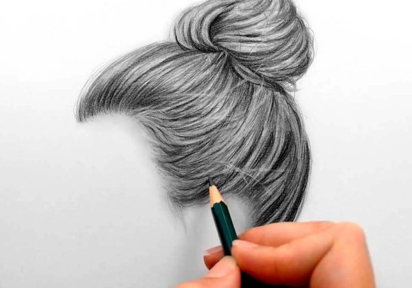 Волосы карандашом