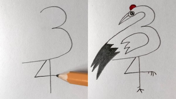 Рисование птиц цифрами