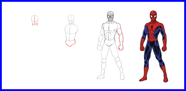 Человек паук рисунок для срисовки