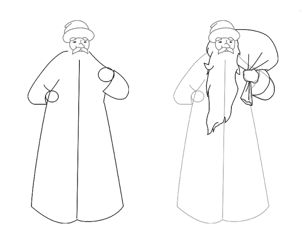 Схема рисования Деда Мороза