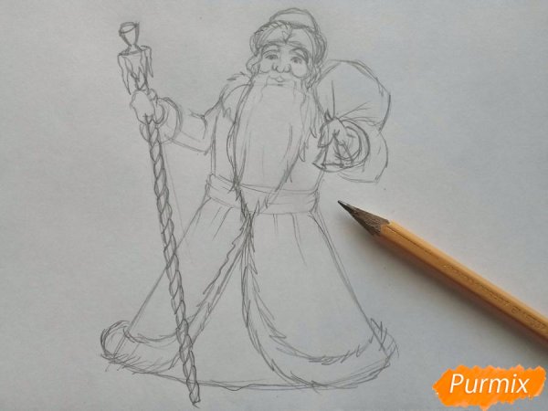 Поэтапное рисование Деда Мороза