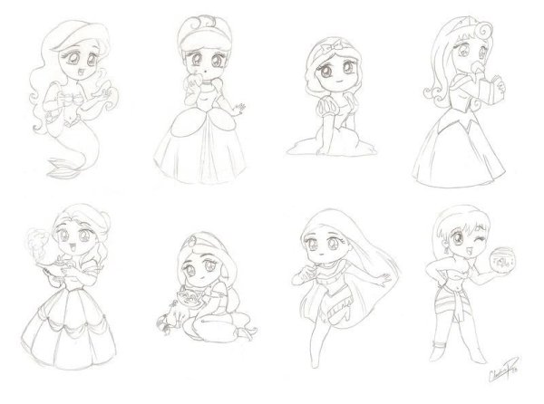 Принцесса рисунок карандашом