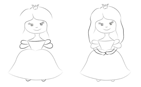 Поэтапное рисование принцессы для детей