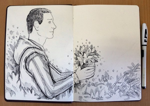 Рисунок рыцаря карандашом в скетчбук