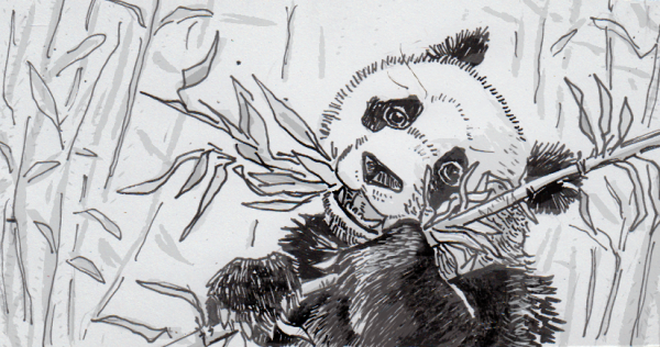 Выжигание по дереву Панда