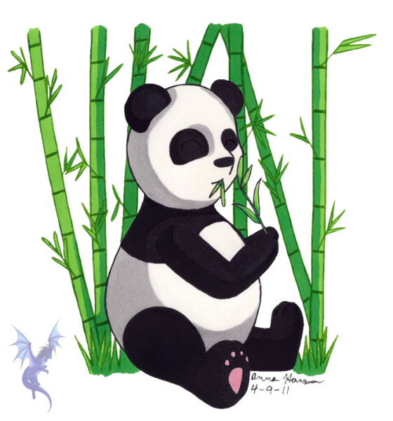 Панда с бамбуком арт