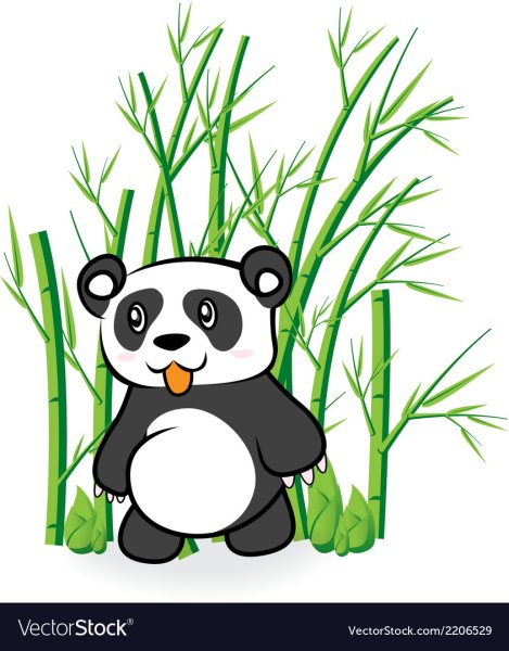 Эскиз панды с бамбуком