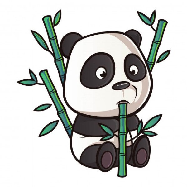 Пандочка на бамбуке нарисовать
