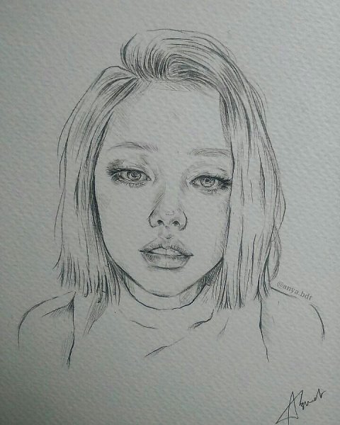 Портрет азиата карандашом