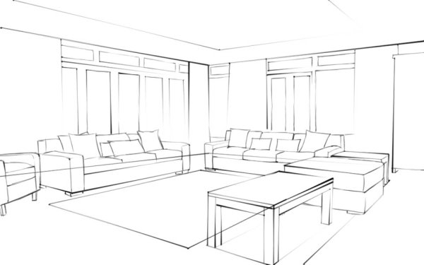 Гостиная в перспективе