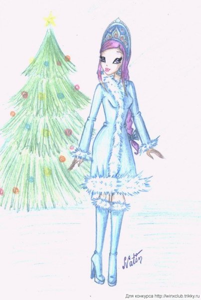 Снегурочка рисунок легкий