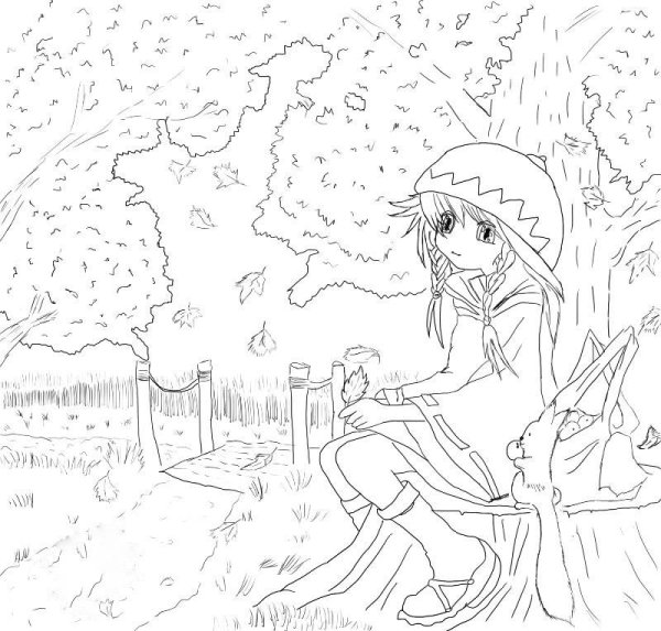 Пейзаж природы в графике