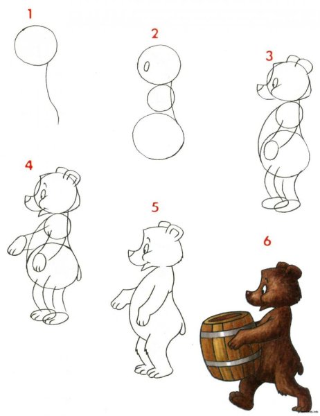 Поэтапное рисование медведя
