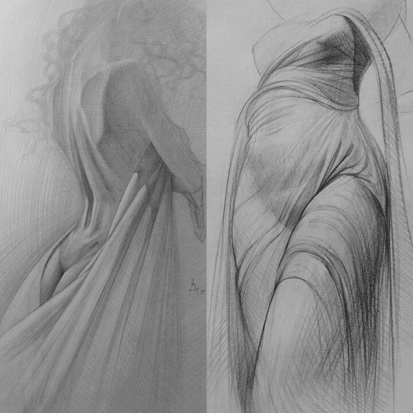 Фигура девушки карандашом