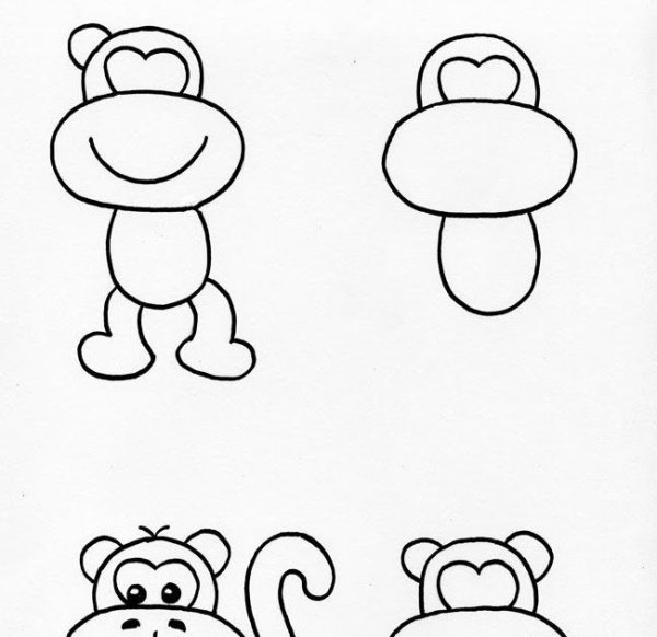 Рисунок мартышки легкие для новичков