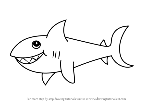 Акула рисунок детский простой
