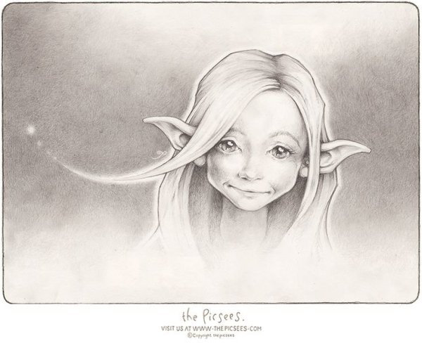 Милые эльфы карандашом