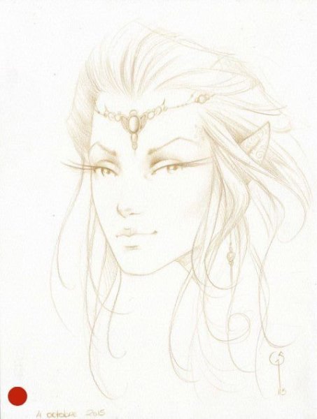 Красивое Эльфийское лицо карандашом